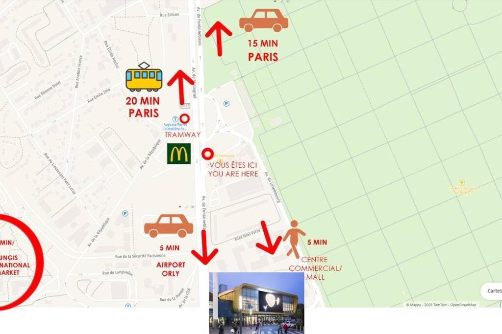 Appartement Paisible Et Bien Situe - Proche Aeroport D'Orly Et Tramway Pour Paris Thiais Extérieur photo
